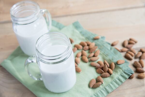 almond milk in jar